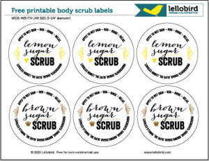 Sugar scrub labels by Lellobird (with ingredients)