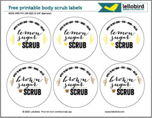 Sugar scrub labels by Lellobird, without ingredients