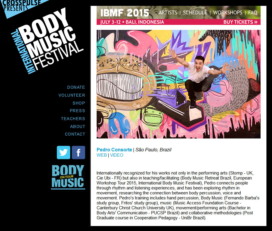 Website for International Body Music Fesitval by Lellobird