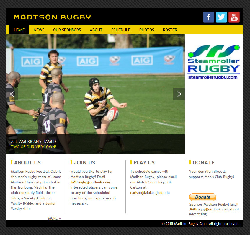 Website for Madison Rugby Football Club by Lellobird