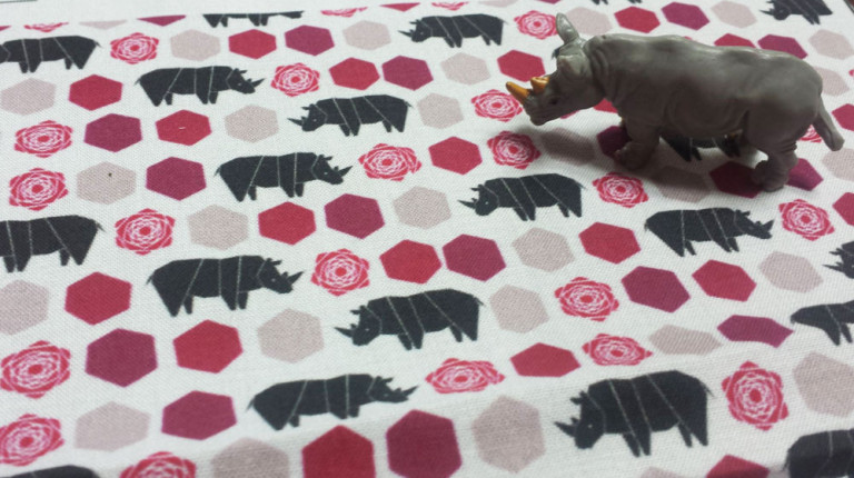 Rhinoce-Roses Tiny fabric by Lellobird