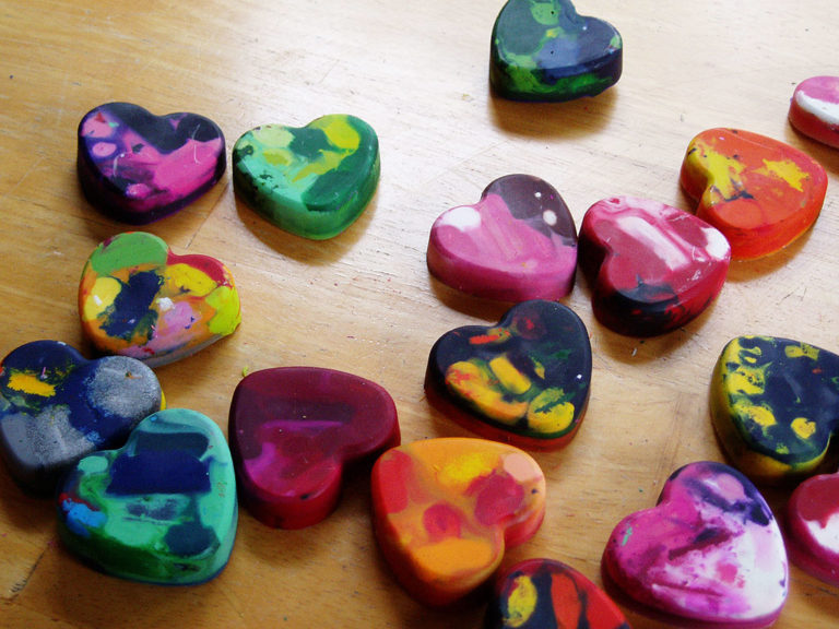 Crazy crayon hearts for Valentine's Day
