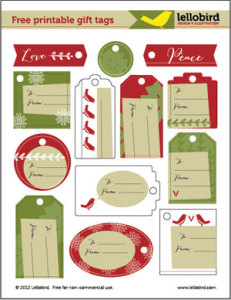 Free Christmas gift tags printable from Lellobird