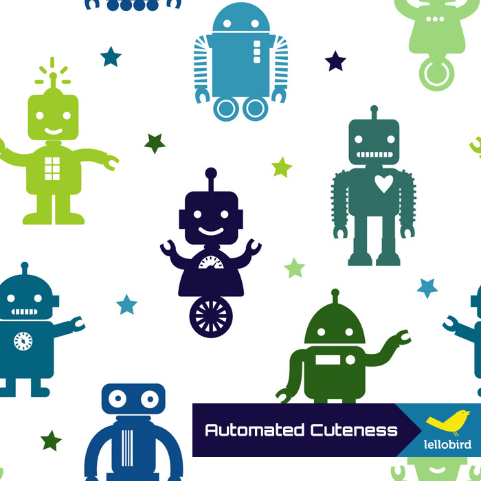 Automated Cuteness fabric by Lellobird