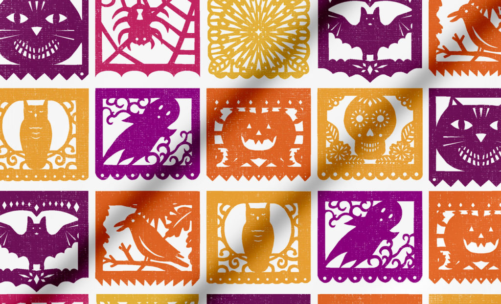 Halloween Papel Picado fabric by Lellobird
