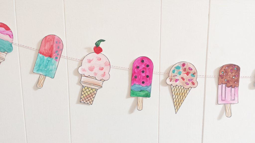 Ice Cream Coloring Garland printable by Lellobird