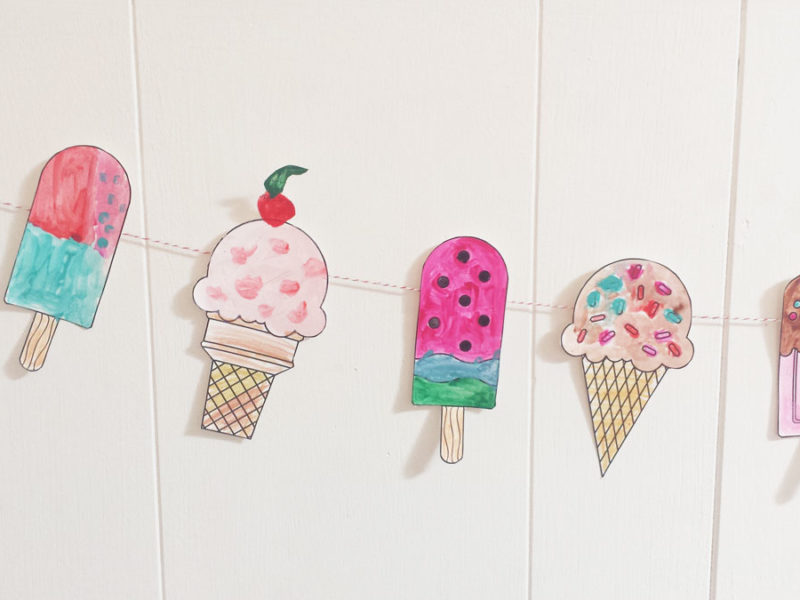 Ice Cream Coloring Garland printable by Lellobird