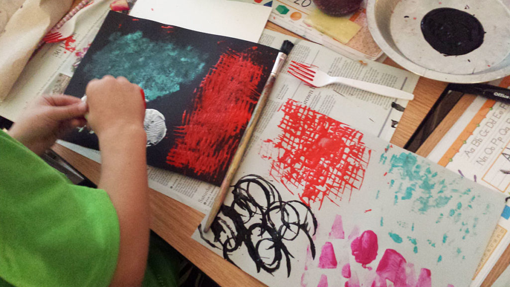 Mark making in progress