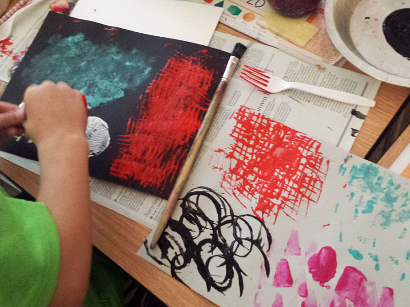 Mark making in progress