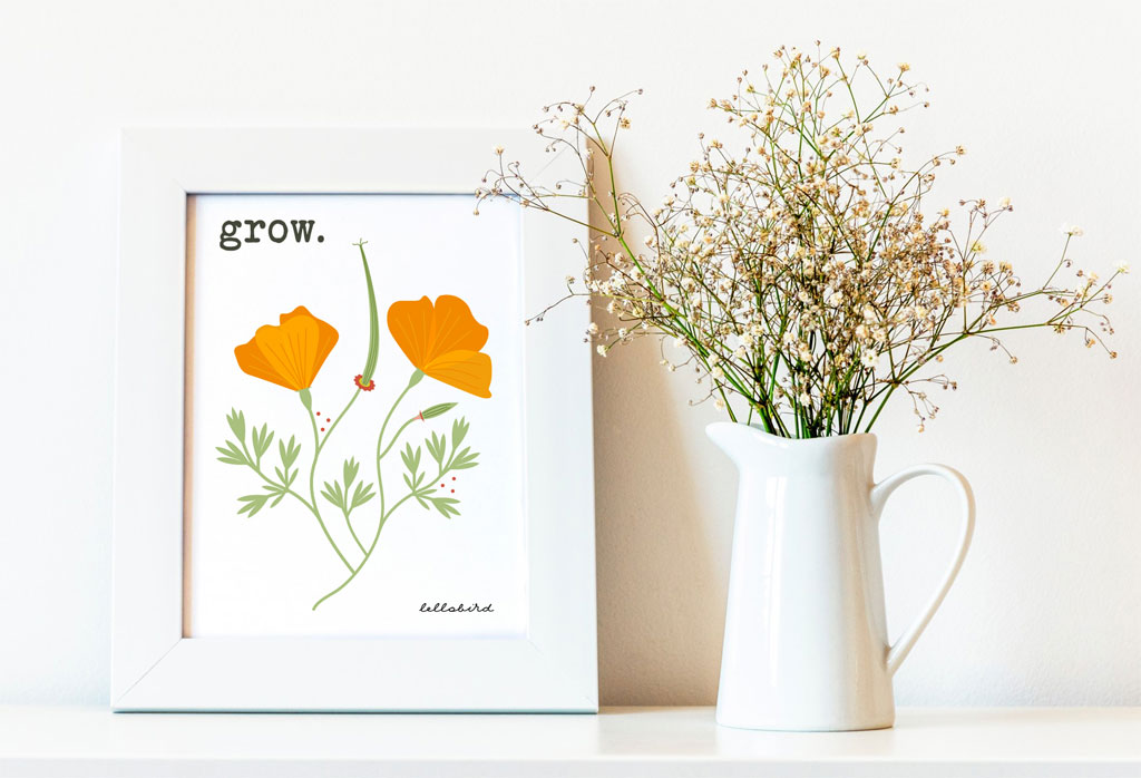 Grow California poppies printable by Lellobird