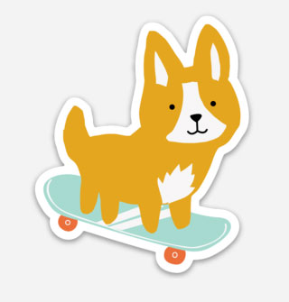 Skate Dog Skateboarding Corgi sticker by Lellobird