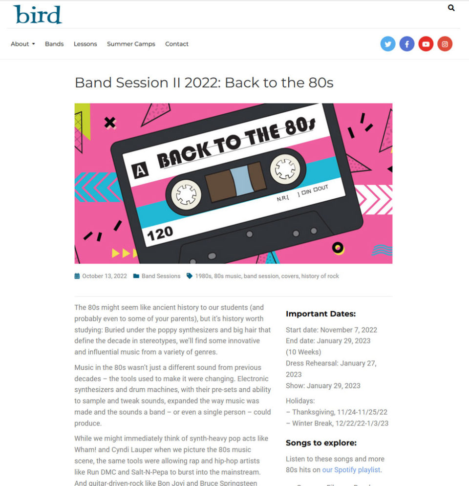 Bird School of Music 80s Session