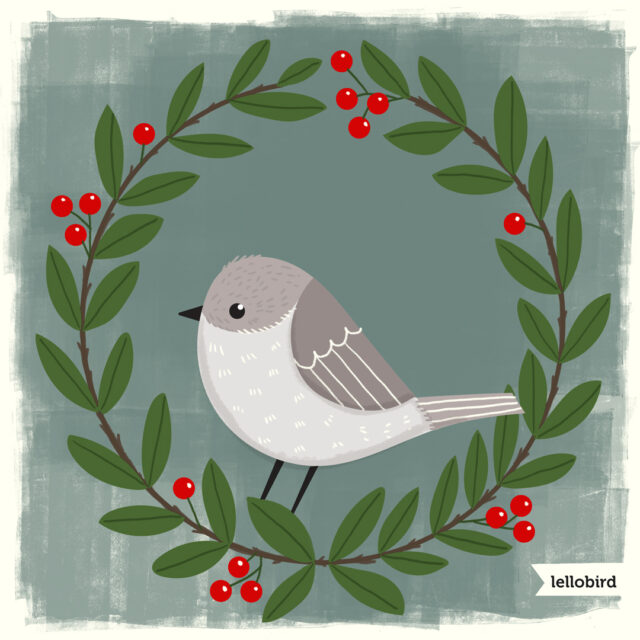 Winter Bird in Wreath by Lellobird
