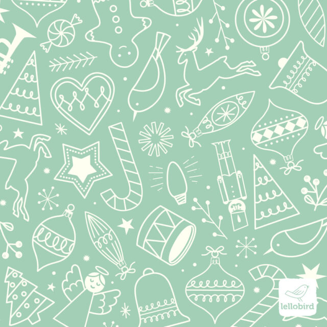 Vintage Christmas Ornaments surface design by Lellobird