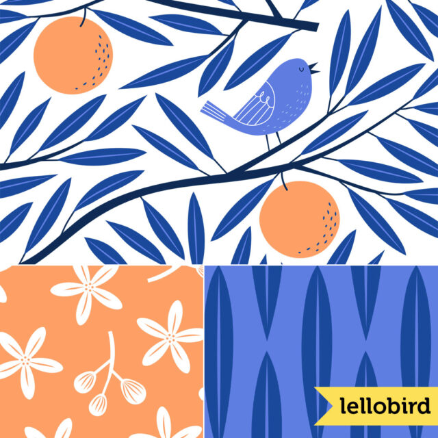 Orange Grove collection of repeating surface designs by Lellobird