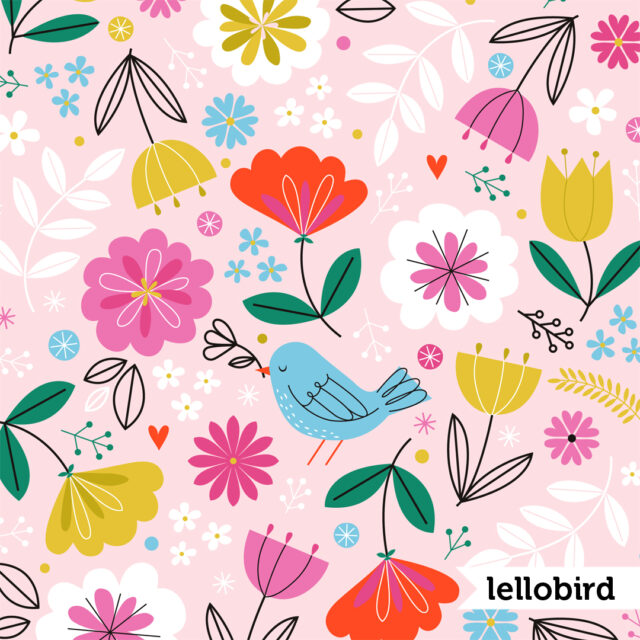 Bluebird of Happiness repeating surface design by Lellobird