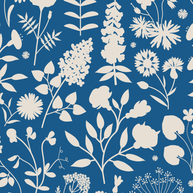 Cottage Garden Cyanotype repeating surface design by Lellobird
