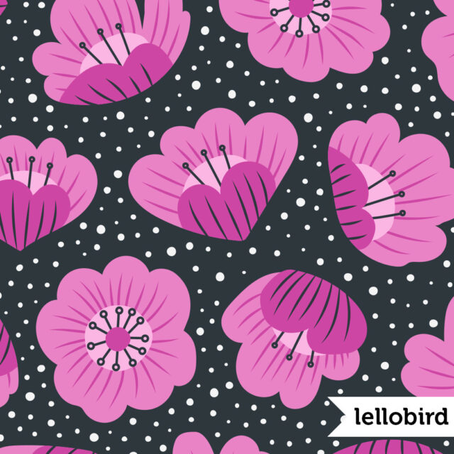Evening Primrose repeating surface design by Lellobird