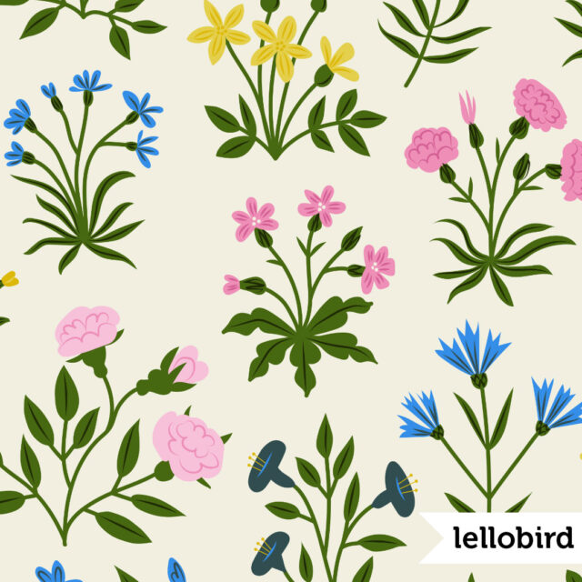 Flora's Dress repeating surface design by Lellobird