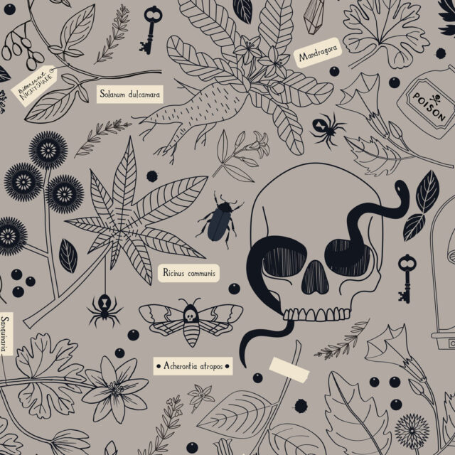 Memento Mori repeating surface design by Lellobird
