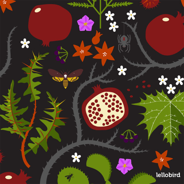 Persephone's Garden repeating surface design by Lellobird