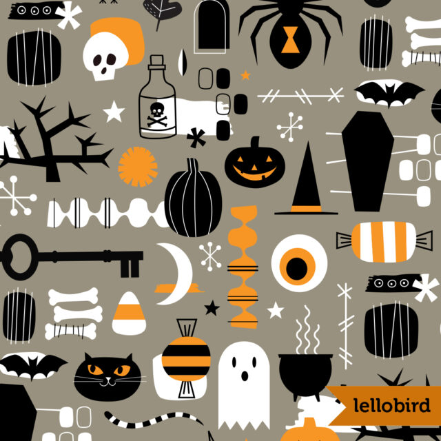 Spooktacular Barkcloth by Lellobird