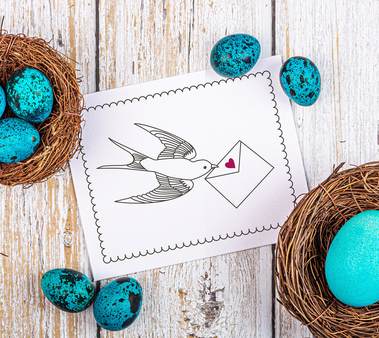 Bird Bringing Mail Card