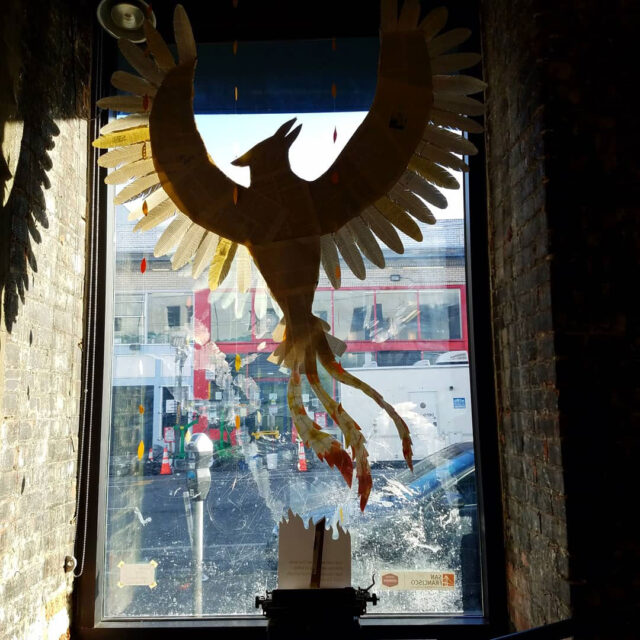Back view of paper phoenix project installed